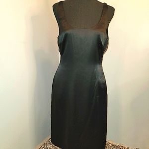 Little Black Satin & Sheer Cocktail Dress